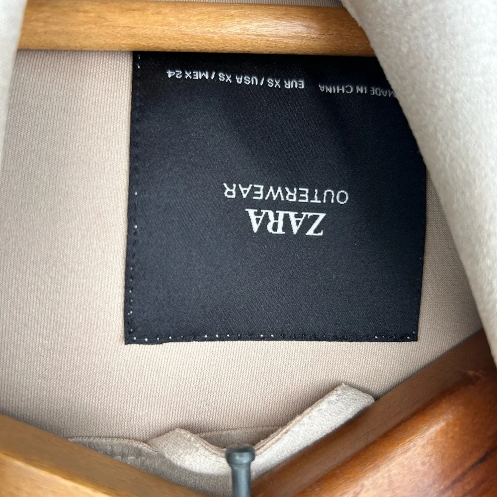 Zara Light Taupe Suede Belted Jacket - Picture 4 of 4